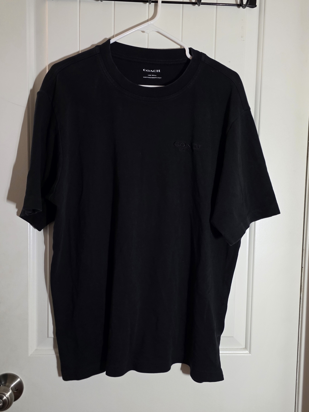 Coach Men’s Black Crewneck T-Shirt with Subtle Embroidered Logo